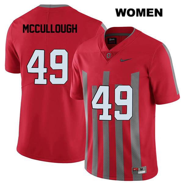 Ohio State Buckeyes Women's Liam McCullough #49 Red Authentic Nike Elite College NCAA Stitched Football Jersey ZL19W83KP